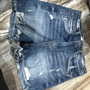 Distressed Blue Jean Shorts